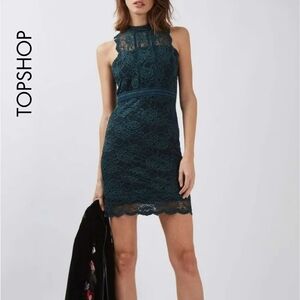 🟣 XS/2P Topshop Green Lace Dress